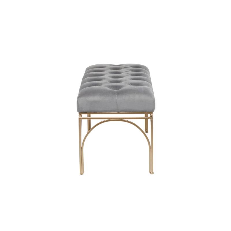 Velvet Bench with Gold Legs - Gray, Black or White - Roche River Decor