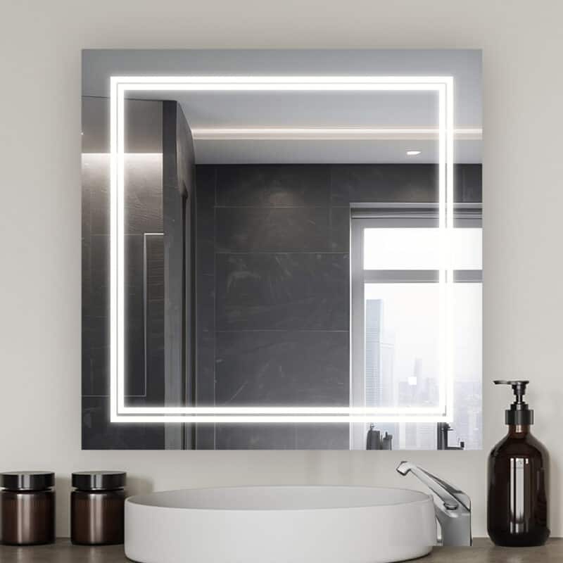 AQUADOM Soho 30" Led Lighted Mirror for Bathroom Defogger, Backlit and Front-Lit - 30"x30"x1"