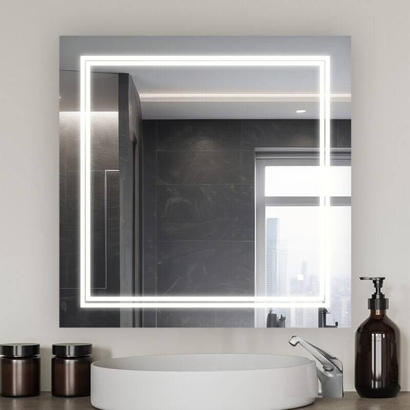 AQUADOM Soho Led Lighted Mirror for Bathroom Defogger, Backlit and Front-Lit