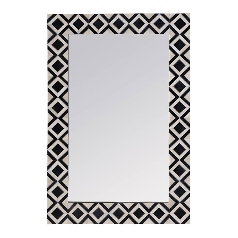 Verona 24 in. W x 36" H Rectangular Bone-Inlay Wall Mirror - Black Bone