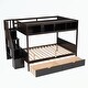 preview thumbnail 29 of 40, Twin over Full Bunk Bed with Shelfs, Storage Staircase and 2 Drawers Espresso