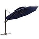 preview thumbnail 11 of 36, VredHom 11.5 Ft Outdoor Double Top Cantilever Umbrella with Cross Stand Navy Blue