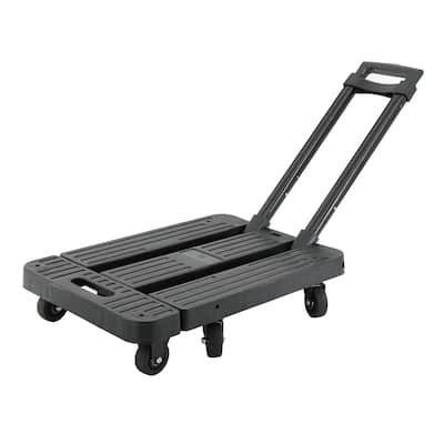 Jiallo Heavy Duty Foldable Utility Dolly Platform Crate with 6 omnidirectional wheels & Telescopic Handle (Black Color)
