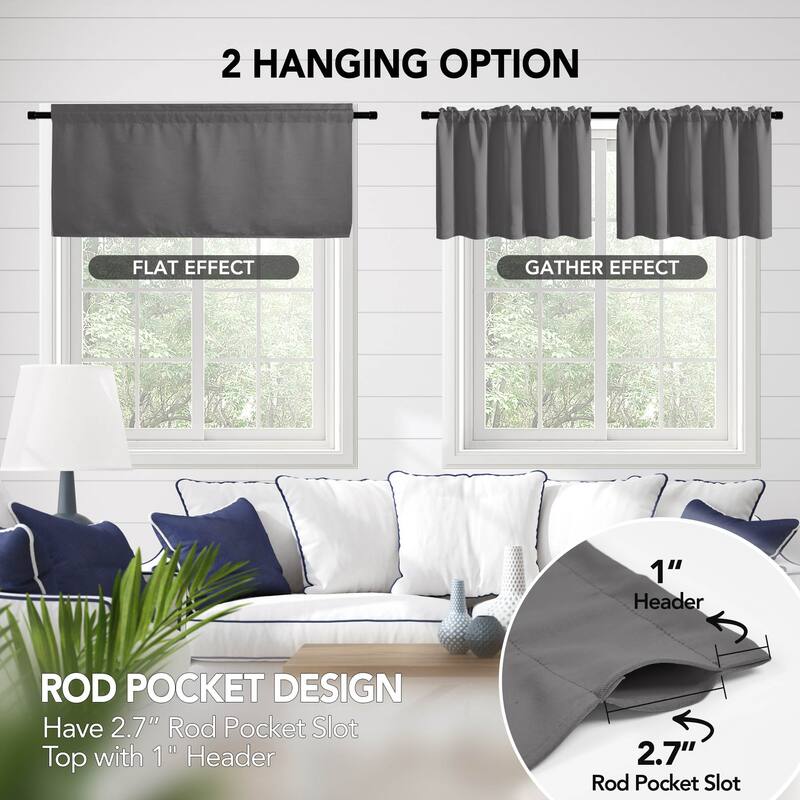 Deconovo Cafe Curtains Rod Pocket Window Short Drapes Tier Pair