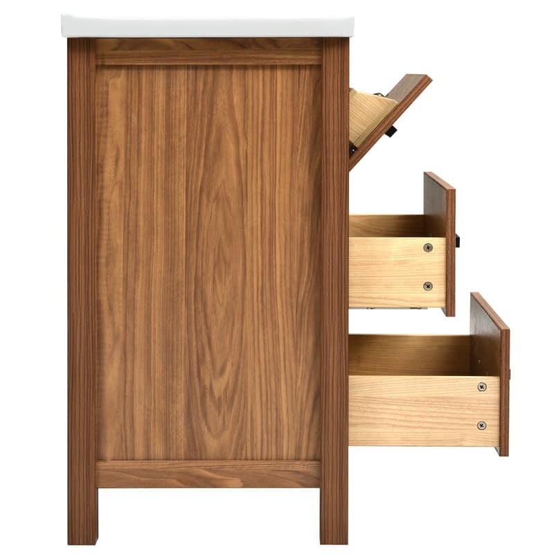 Bathroom Vanity 24 Inch, Small Bath Vanity with Sink, Modern Sink Cabinet, Free Standing Bath Vanity Combo with with 3 Drawers