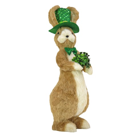 17" St. Patrick's Day Rabbit with Clover Bouquet - 17 in