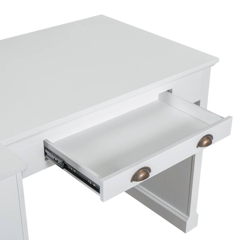 Modern Storage Writing Desk with 83.4" Tall Bookshelf and LED Light