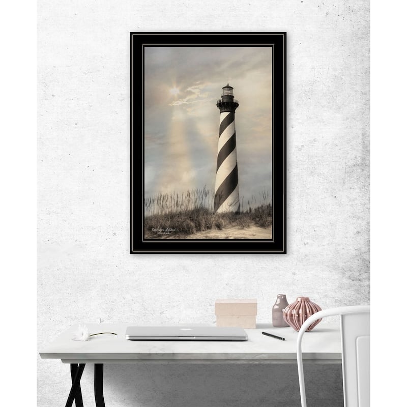 TrendyDecor4U "Cape Hatteras Lighthouse" Framed Print Wall Art by Lori Deiter - Gray