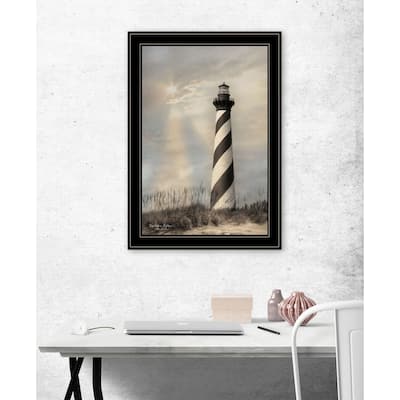 TrendyDecor4U "Cape Hatteras Lighthouse" Framed Print Wall Art by Lori Deiter - Gray