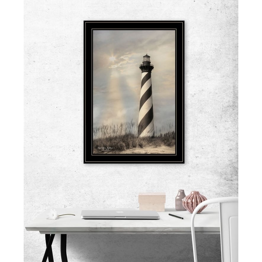 TrendyDecor4U "Cape Hatteras Lighthouse" Framed Print Wall Art by Lori Deiter - Gray