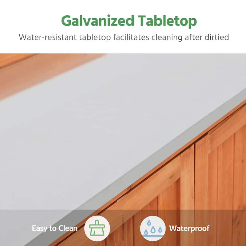 Yaheetech Garden Potting Bench Table Wooden Storage Cabinet