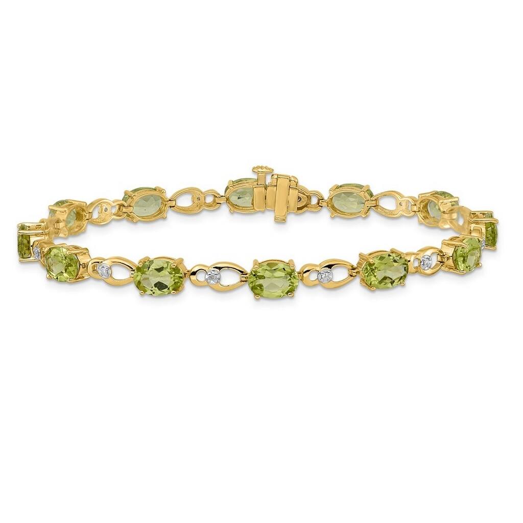 Curata 5mm 14k Peridot Diamond Bracelet
