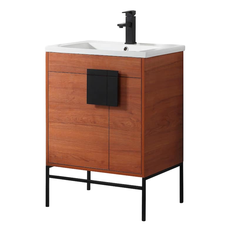 24-inch Modern Bathroom Vanity Set w/ Vitreous China Sink Top