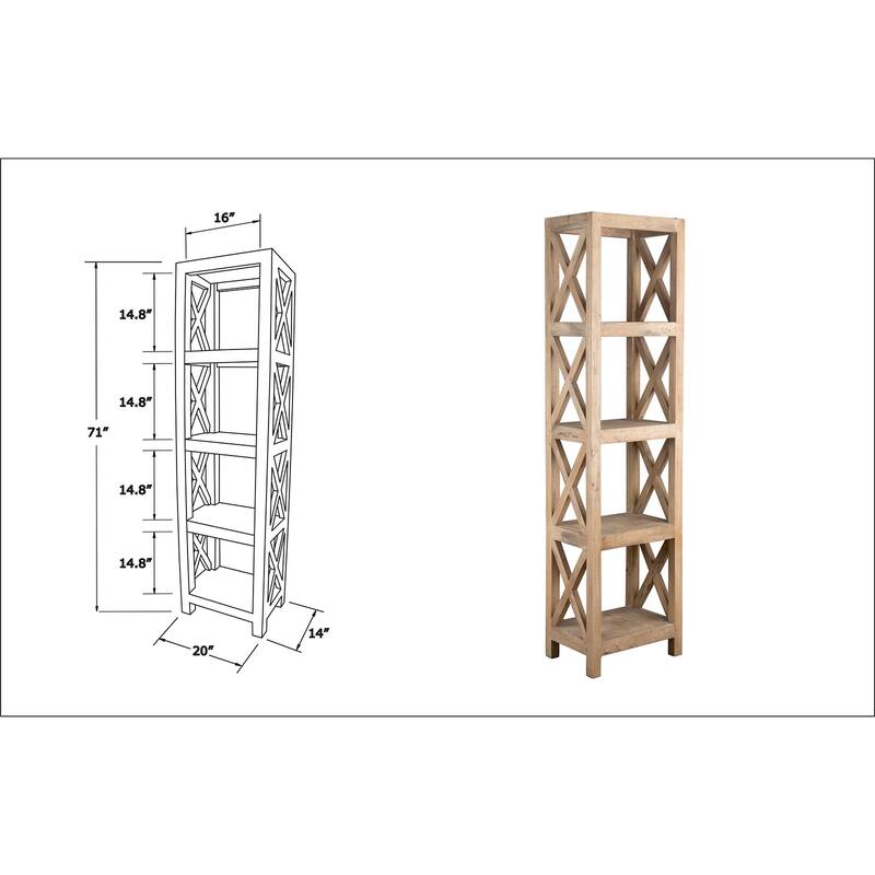 Unfinished Solid Mindi Wood Bookcase by East at Main
