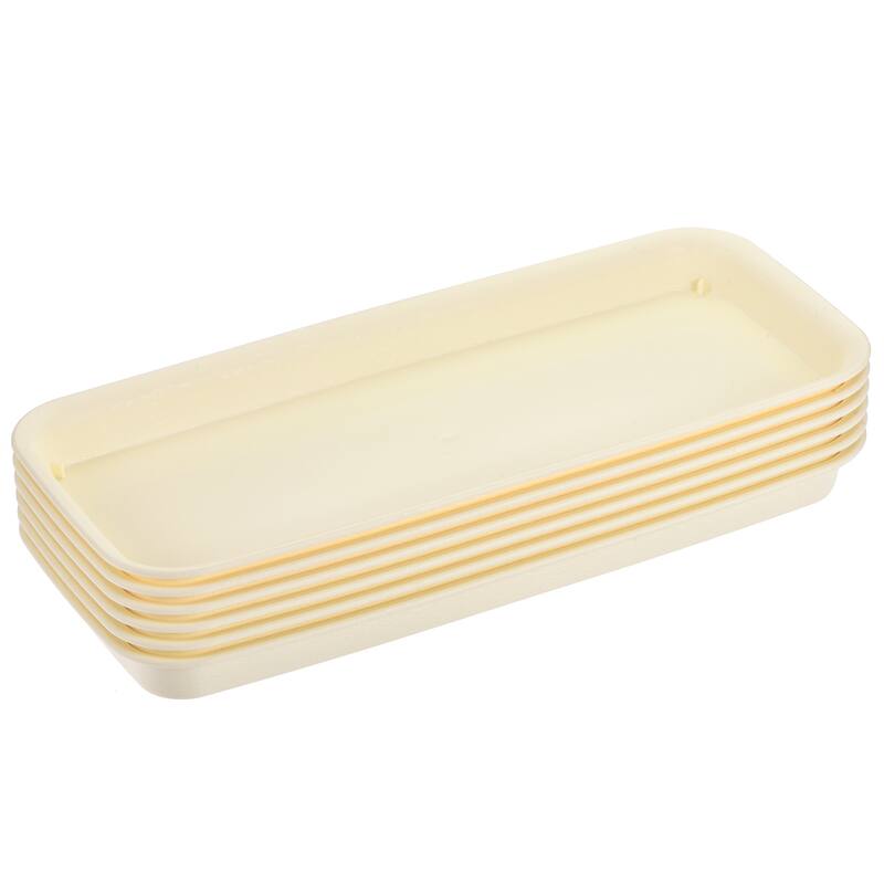 6pcs 39x17cm Plant Pot Saucer Plastic Rectangular Flower Drip Tray - Beige
