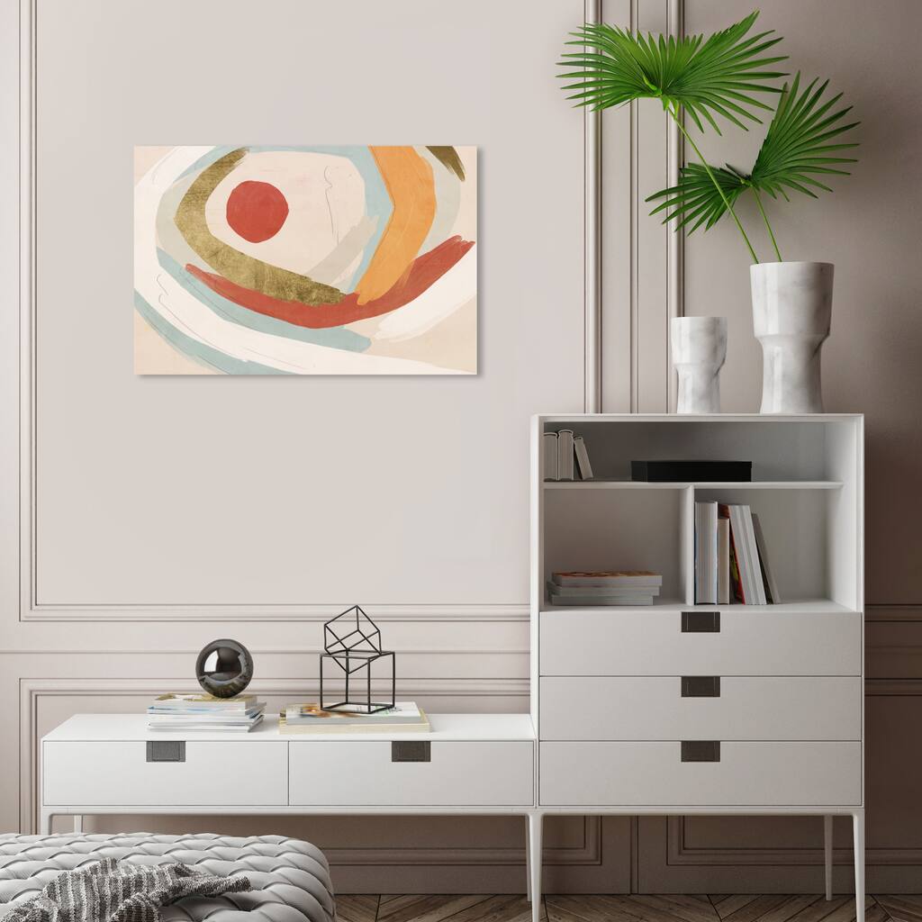 Wynwood Studio Canvas Abstract Sunset Breeze White and Cream White Modern & Contemporary Wall Art Canvas Print