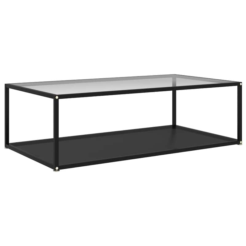 vidaXL Coffee Table Transparent and Black 47.2"x23.6"x13.8" Tempered Glass - 47.2" x 23.6" x 13.8"