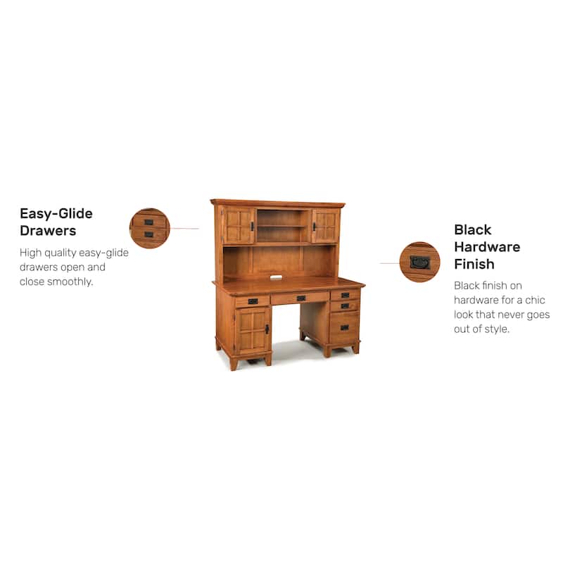 Homestyles Arts and Crafts Cottage Pedestal Desk and Hutch Set