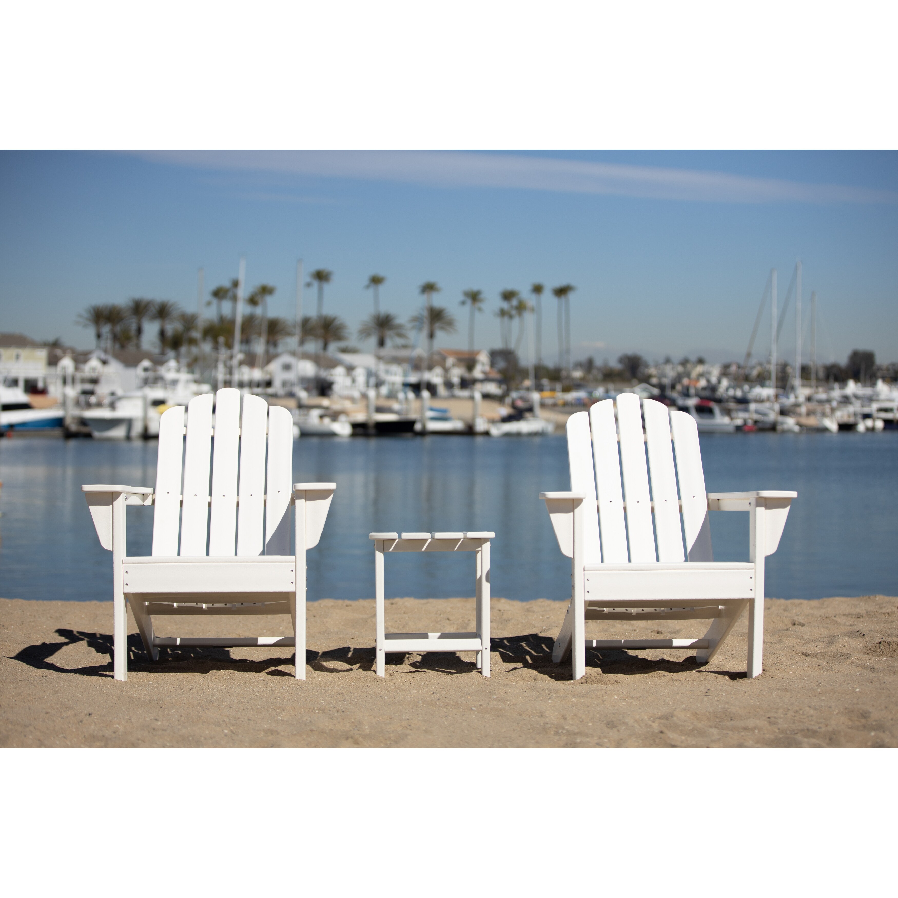 Luxeo Marina Poly Outdoor Patio Adirondack Chair And Table Set