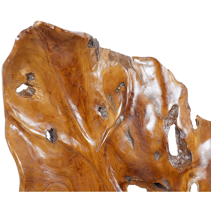 Teak Wood Leaf Handmade Live Edge Decorative Sculpture - Brown - Roche River Decor