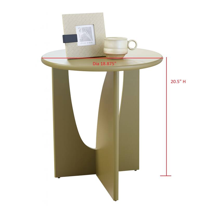 Theo Round Wood Side Table with Sculptural U-Shaped Base