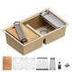 preview thumbnail 1 of 14, Karran QUWS-880 Undermount 32-1/2 in. Double Equal 50/50 Bowl Workstation Kitchen Sink Bisque