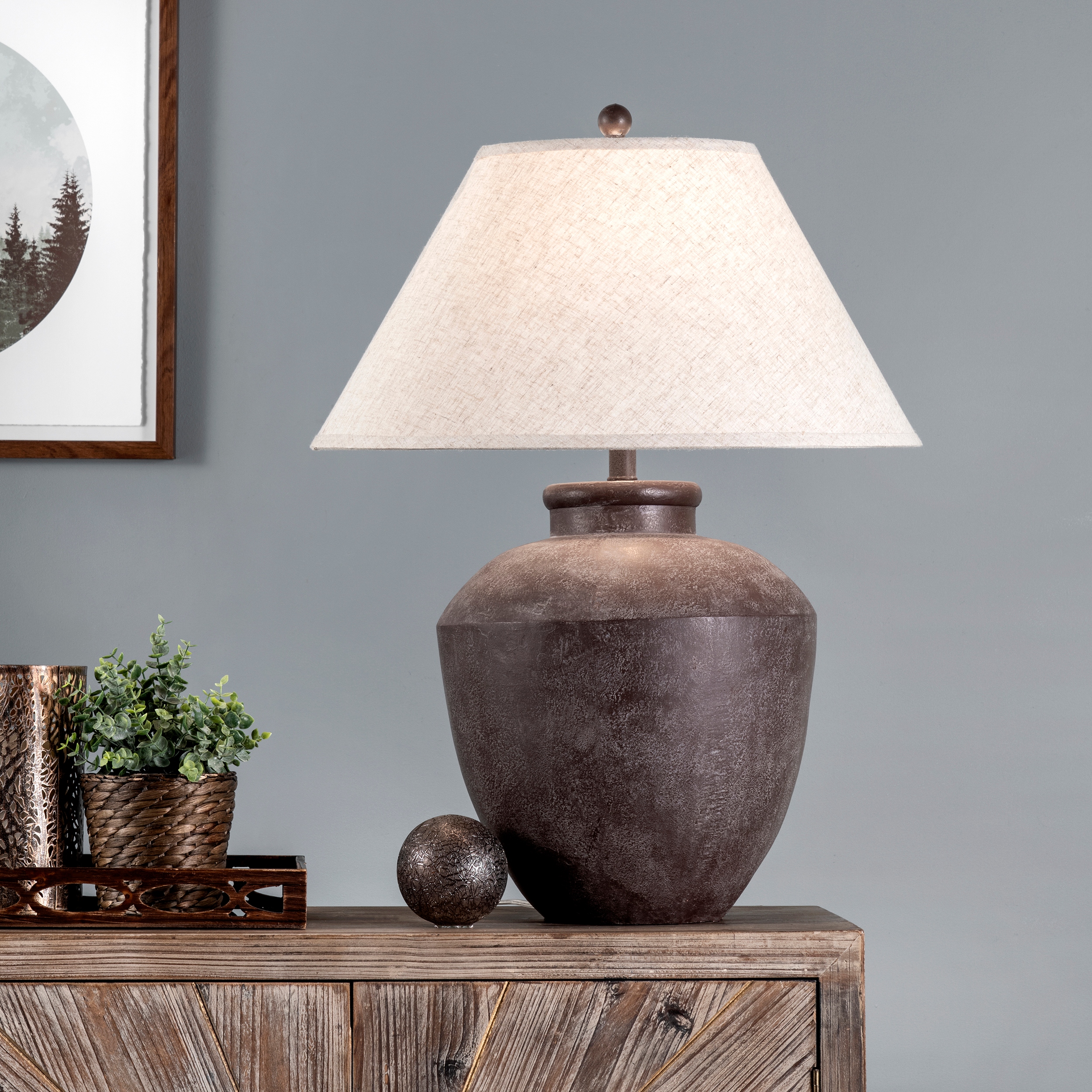 Massa black terracotta jar table lamp top