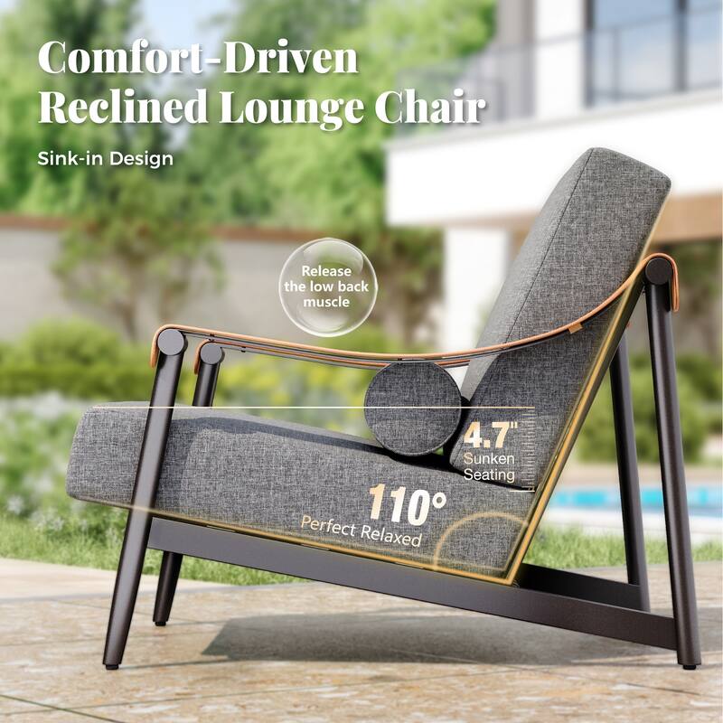 MAISON ARTS 5-Seat Patio Conversation Set, Modern Luxury Metal Outdoor Sofa Set