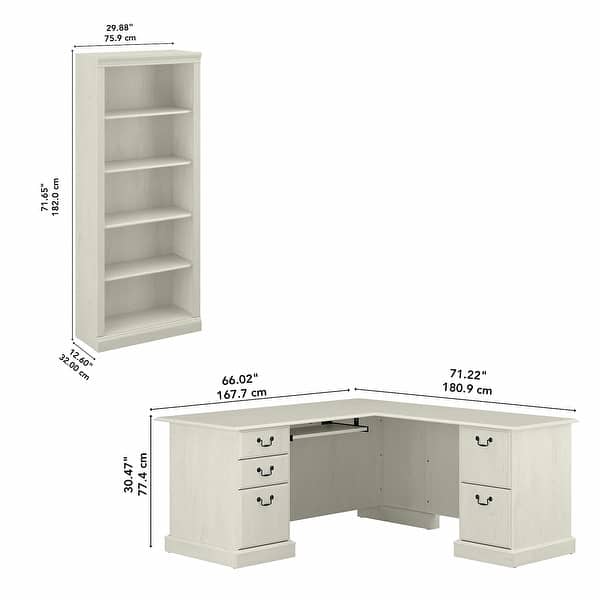 Saratoga L Shaped Computer Desk and Bookcase Set by Bush Furniture