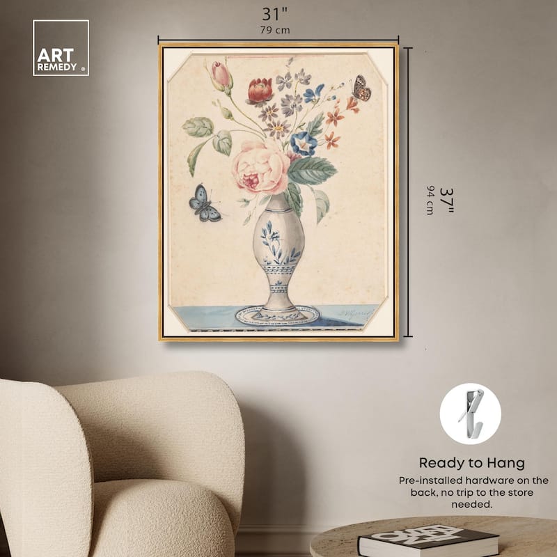 Vase with flowers 1850 Canvas by Art Remedy