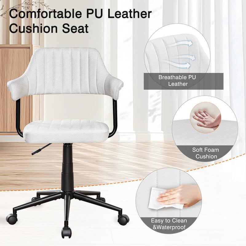 Javlergo Swivel Desk Chair with Padded Seat and Armrests, Adjustable Height Padded Office Chair