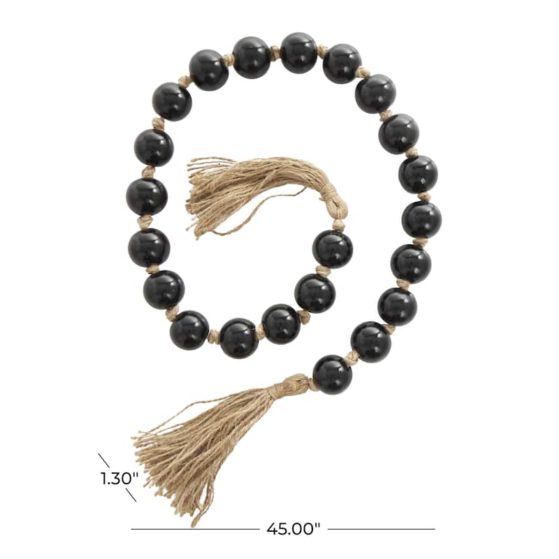 Glass Handmade Round Beaded Garland with Tassel with Knotted Brown Jute - Roche River Decor