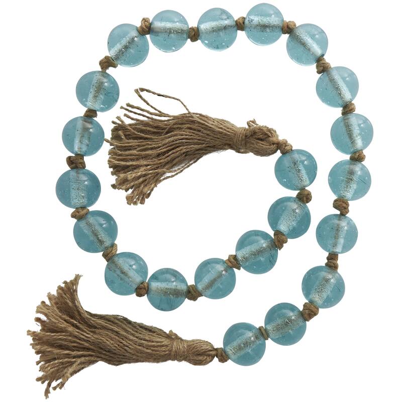 Glass Handmade Round Beaded Garland with Tassel with Knotted Brown Jute - Roche River Decor