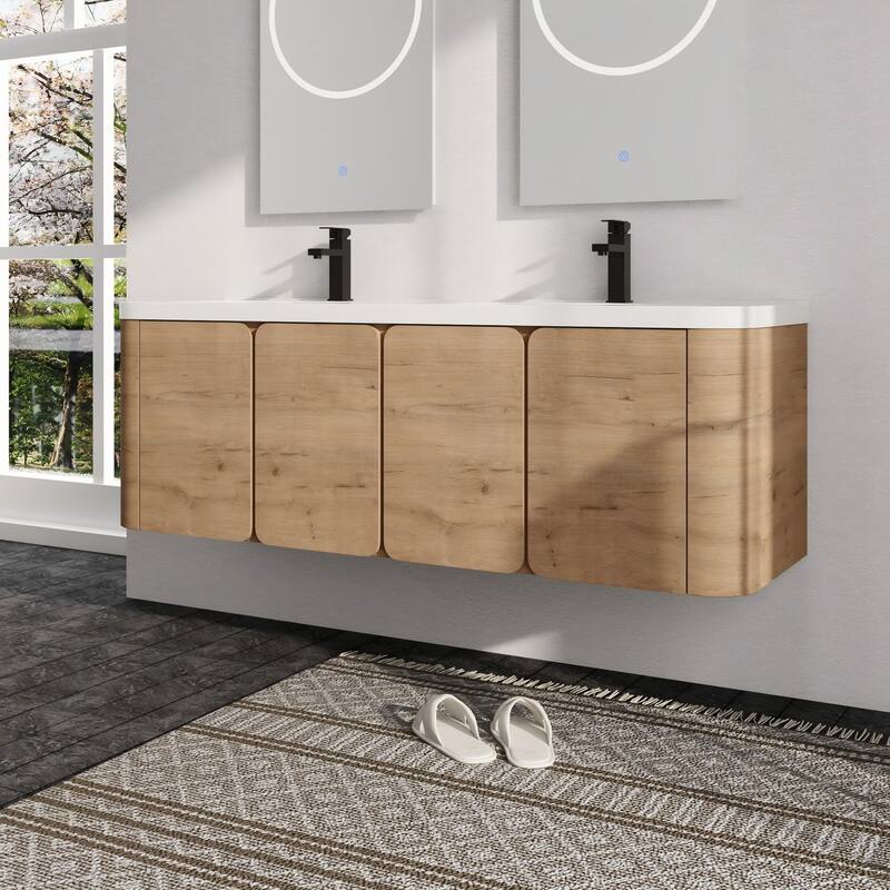 Malwee 48"/60" Floating Bathroom Vanity with Sink, Wall Mounted Bathroom Vanity with Soft Close Door