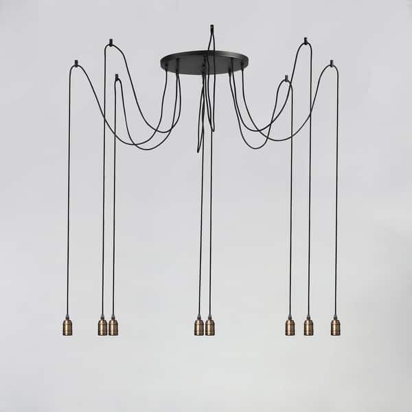 Early Electric 8-Light Pendant - black / antique brass