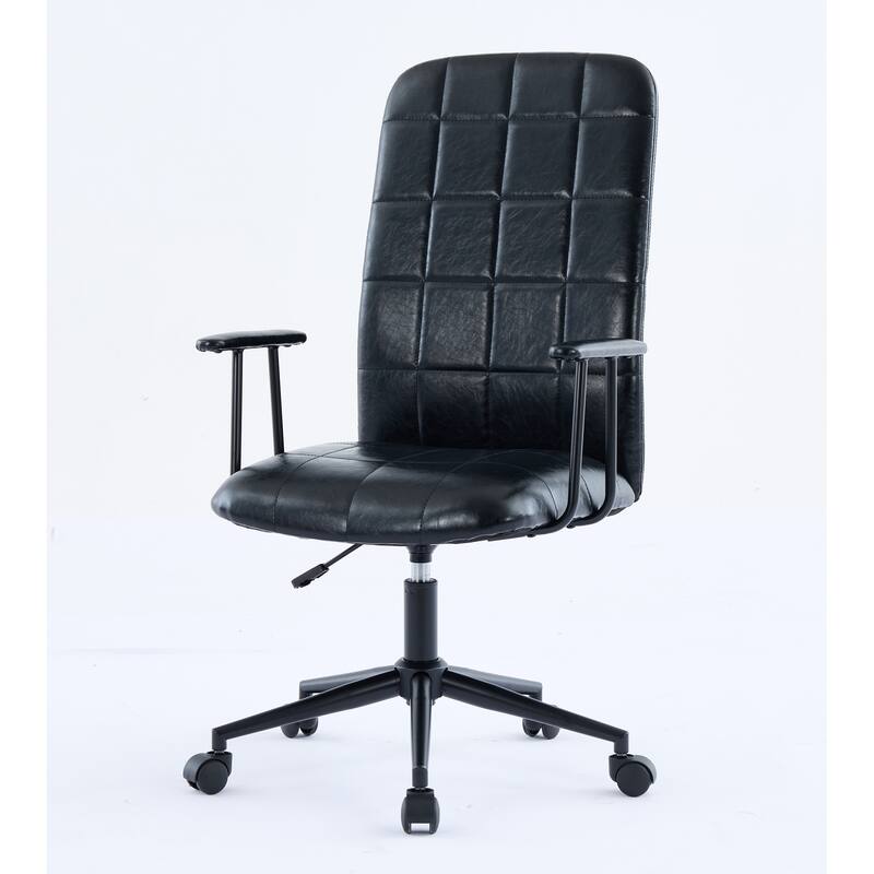 PU leather office chair, with armrest, high backrest, soft foam seating, 360 degree swivel, adjustable gaslift