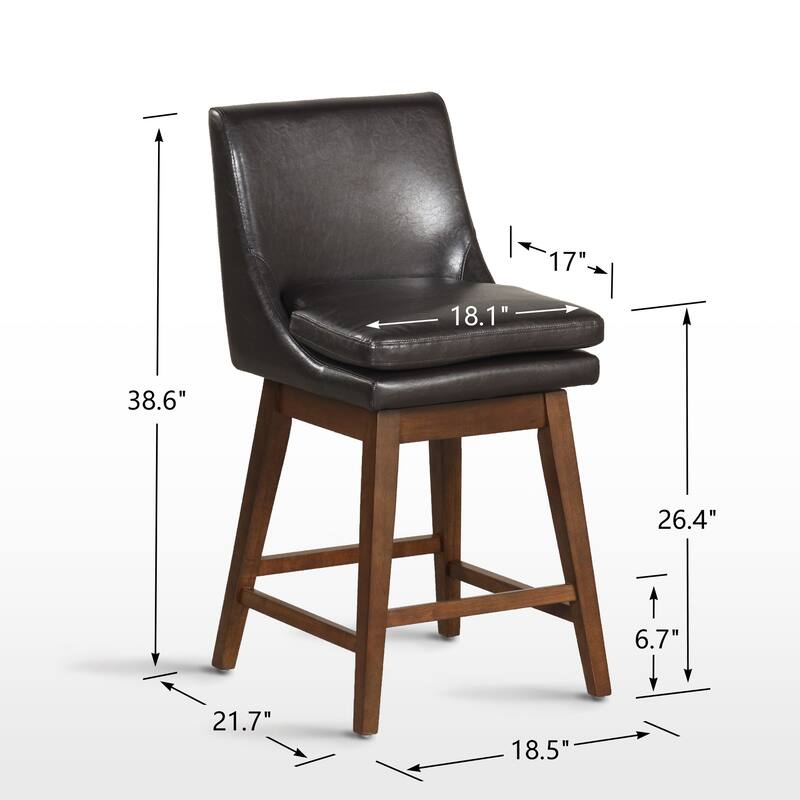 26.4" Swivel Counter Stool with Solid Wood Frame ( Set of 2 )