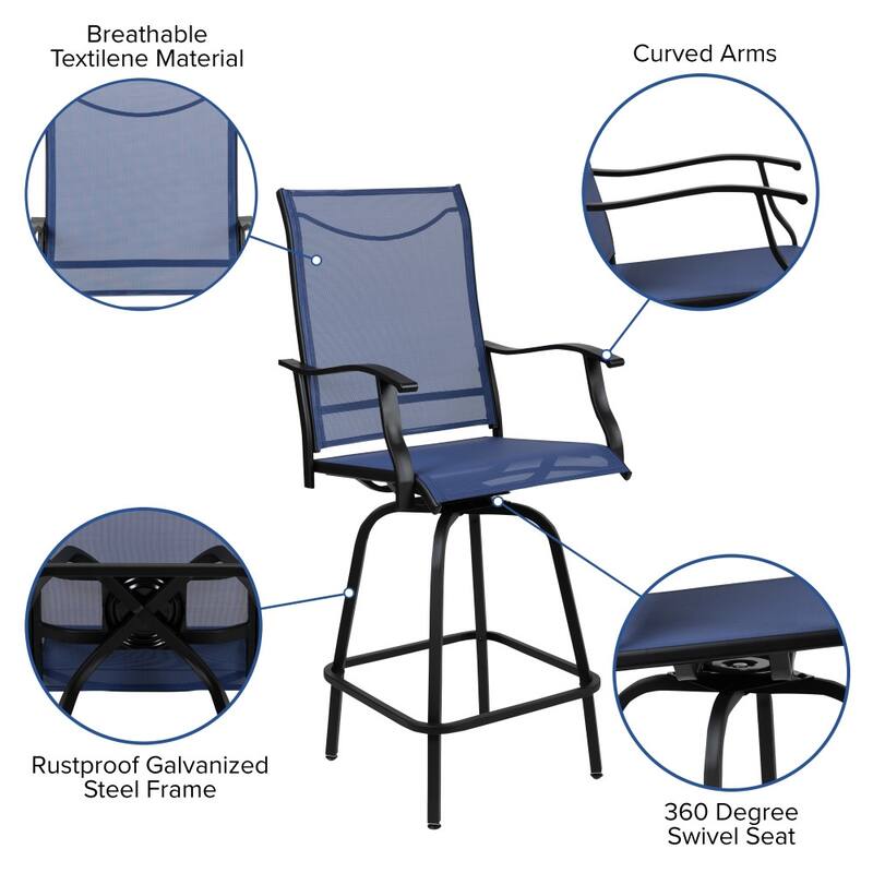 30" All-Weather Patio Swivel Outdoor Stools, Set of 2 - Garden Chair