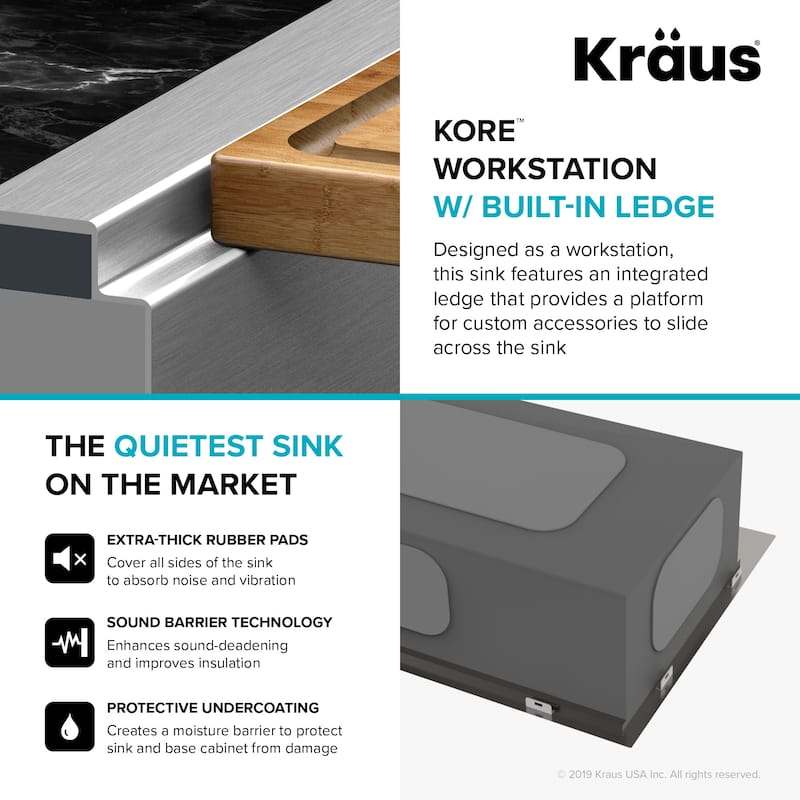 Kraus Kore 25" Drop In or Undermount Single Basin Stainless Steel