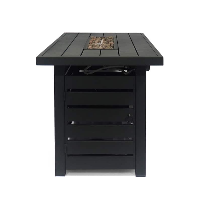 23 in. W x 47.25 in. L x 24 in. H Iron Rectangle Propane Gas Burning Outdoor Fire Pit in Black