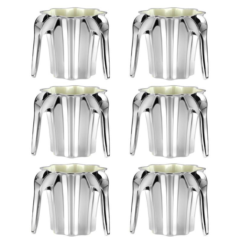 YBM Home Plastic Star Shaped Wash Cup With Dual Handle - Set of 6 - Silver