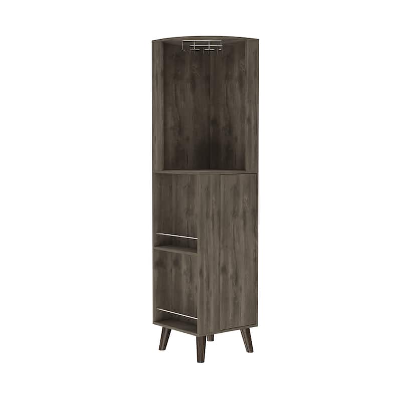 HomeRoots 73" Dark Brown Wood Corner Bar Cabinet With One Drawer