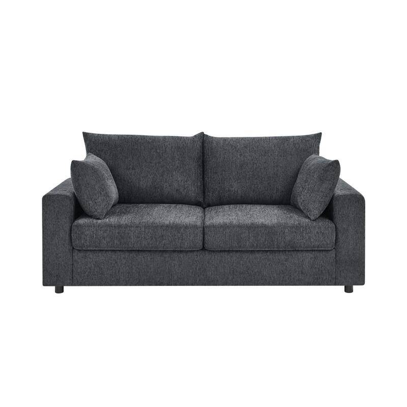 78" Modern Upholstered 2-seater Sofa with 2 Throw Pillows