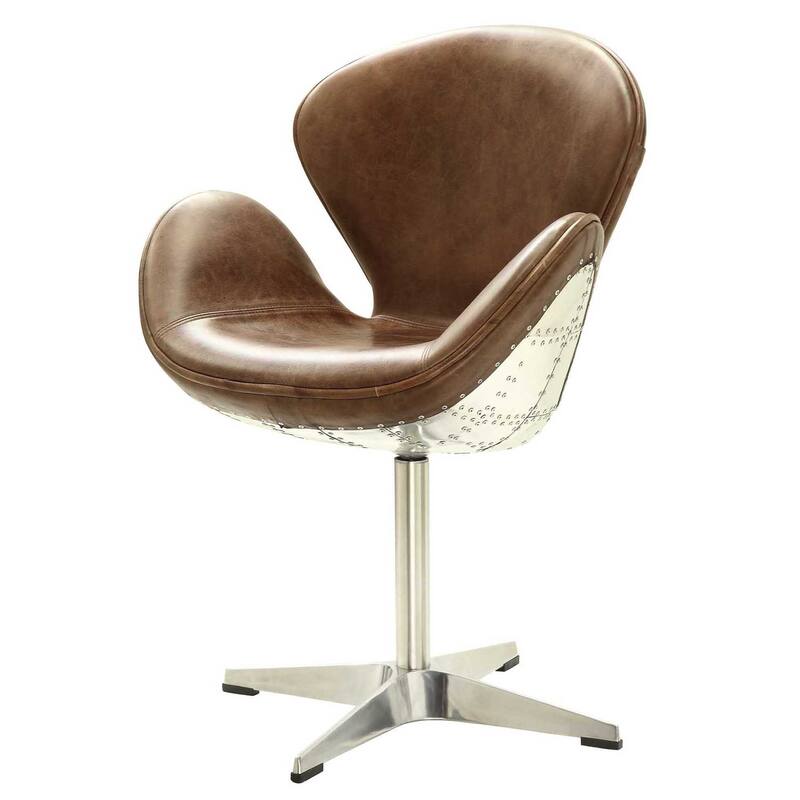Retro Chrome Accent Chair,Swivel Chair with Padded Cushion