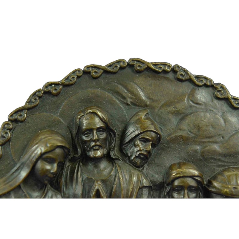 Bronze Sculpture Manger Scene With Mary Joseph And 3 Wise Men Wall Plaque Decor