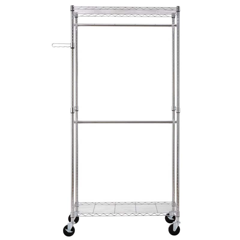 Closet Organizer Garment Rack Clothes Hanger Home Shelf Heavy Duty Chrome