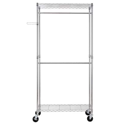 Closet Organizer Garment Rack Clothes Hanger Home Shelf Heavy Duty Chrome