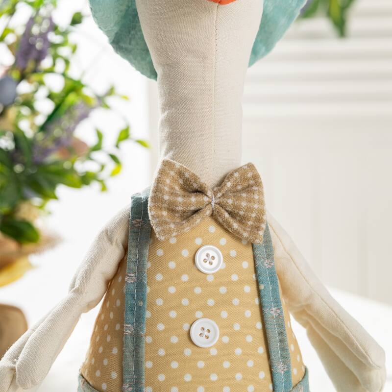 Glitzhome 15.75"H Easter Fabric Boy Duck Figurine