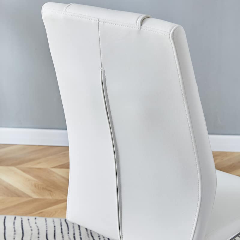 Leather Dining Chair Set of 6 Office Chair with C-Shaped Metal Legs