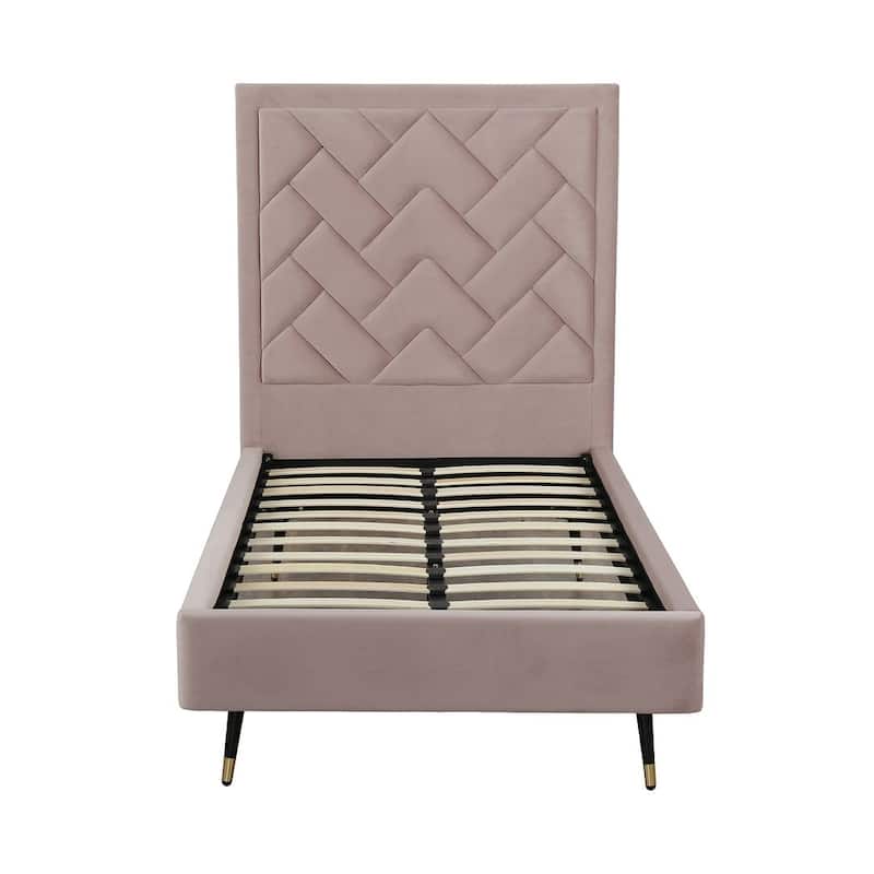 Manhattan Comfort Crosby Modern Velvet Upholstered Bed